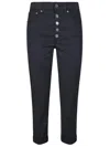 Dondup Fitted High-waist Cropped Trousers With Decorative Buttons In Blue