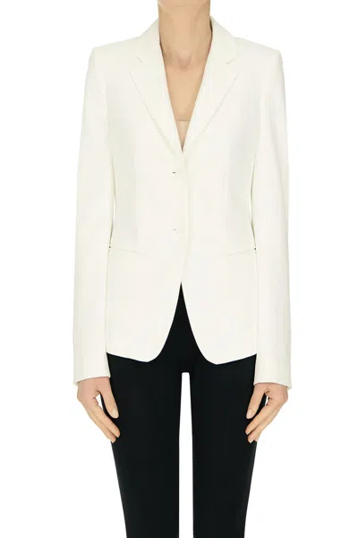 Dondup Fitted Jersey Blazer In White