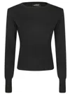 Dondup Fitted Ribbed Knit Sweater With Classic Round Neckline In Black