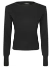 Dondup Fitted Ribbed Knit Sweater With Classic Round Neckline In Black