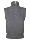 Dondup Fitted Sleeveless Knit Top With High Mock Neck In Gray