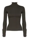 Dondup Fitted Turtleneck With Buttons On The Sleeves In Dark Green