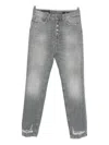 Dondup Five-pocket Distressed-hem Jeans In Gray