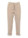Dondup Five-pocket High-waisted Pants With Rolled Cuffs And Decorative Buttons In Multi