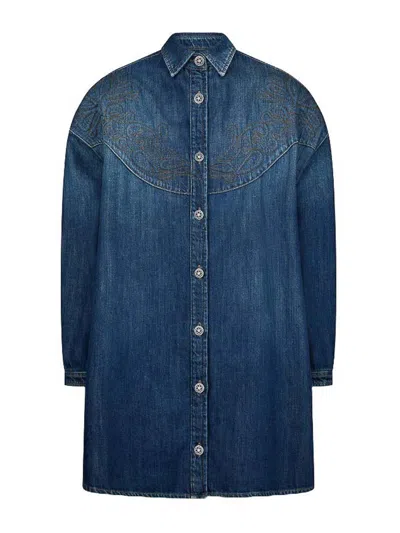 Dondup Fixed Denim Over Dress In Blue