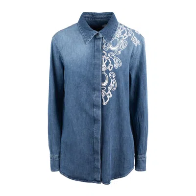DONDUP DONDUP FIXED DENIM OVER SHIRT WITH EMBROIDERY