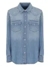 Dondup Timeless Blue Denim Shirt With Flap Pockets In Blue