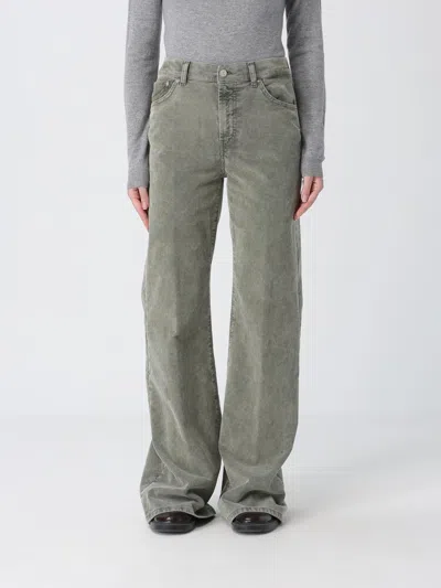 Dondup Flared Corduroy Jeans In Green With Mid-rise Waist In Gray