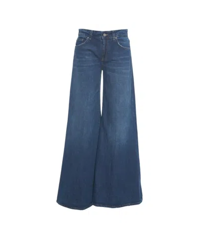 Dondup Flared Denim Jeans With Five-pocket Design And Mid-rise Waist In Blue