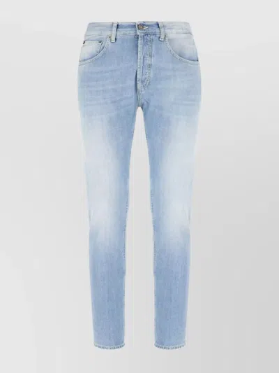 Dondup Flared Stonewashed Cotton Stretch Jeans In Blue