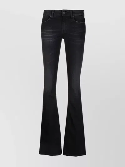 DONDUP FLARED TROUSERS BELTED FADED EFFECT