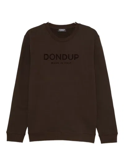Dondup Flocked-logo Sweatshirt In Brown