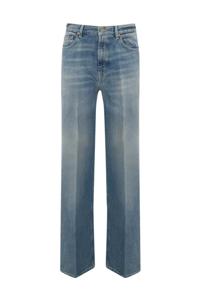 Dondup Francine Wide Leg Jeans In Denim In Blue