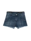 Dondup Logo-patch Frayed Denim Shorts In Blue
