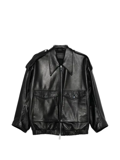 Dondup Front-pocket Leather Jacket In Black