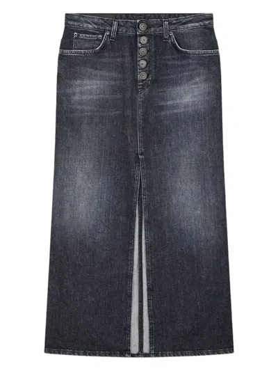 Dondup Front-slit Midi Skirt In Blue