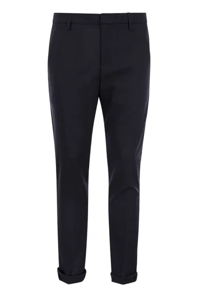 Dondup Logo-plaque Turn-up Trousers In Black