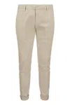 Dondup Gaubert Slim Trousers In Powder Light Gabardine In Beige