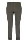 Dondup Gaubert Slim Fit Gabardine Trousers In Grey