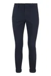 Dondup Trousers With Cuffed Hem And Button Detail In Blue