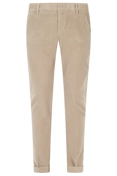 Dondup Gaubert Camel Velvet Cotton-blend Straight-leg Pants In Brown