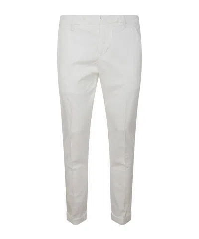 Dondup Cotton Tapered Leg Trousers Pockets In White