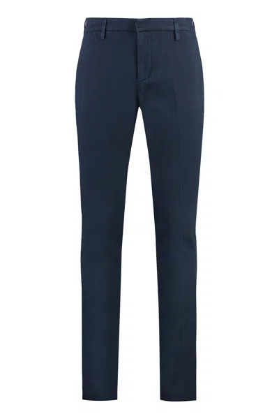 Dondup Cotton Chino Trousers With Roll-up Cuffs In Blue