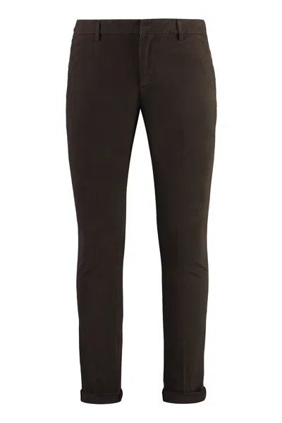 Dondup Gaubert Stretch Cotton Slim Chino Trousers In Brown