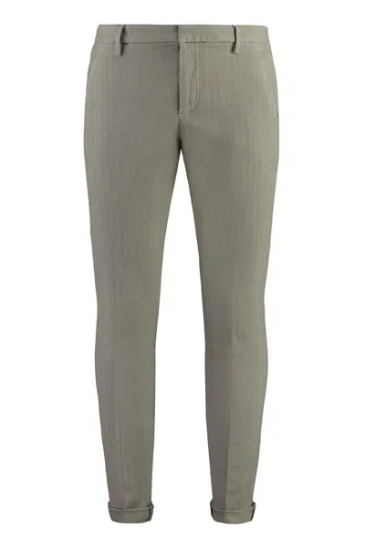 Dondup Gaubert Cotton Chino Trousers With Roll-up Ankle Cuffs In Green
