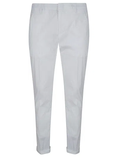 Dondup Gaubert Cotton Trousers With Tailored Silhouette And Subtle Logo In Gray