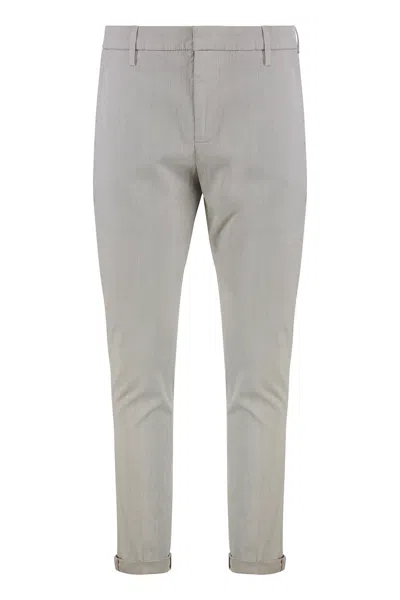 Dondup Gaubert Cotton-blend Trousers With Roll-up Ankle Cuffs In Gray