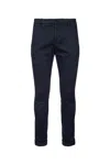 Dondup Trousers With Cuffed Hem And Front Crease In Blue