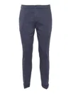 Dondup Straight Leg Trousers With Back And Side Pockets In Blue