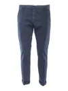 Dondup Straight Leg Trousers With Back And Side Pockets In Blue