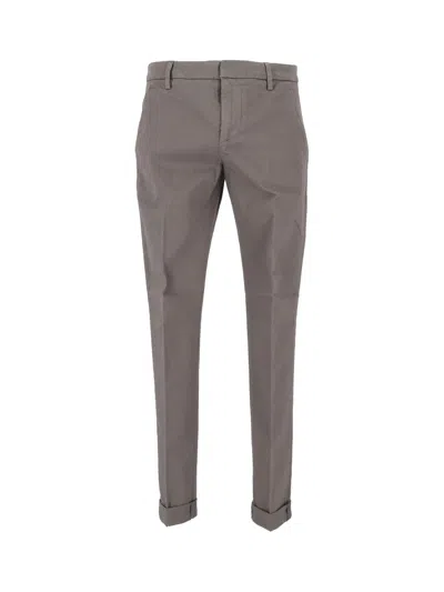 Dondup Brown Gaubert Tailored Cuffed Trousers Straight-leg Pants In Gray