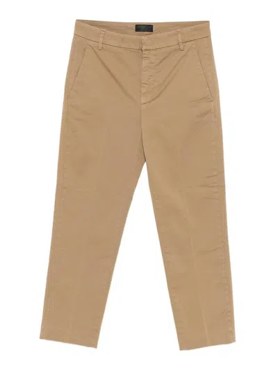 Dondup Kids' Gaubert Pants In Beige Cotton In Brown