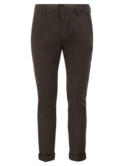 Dondup Gaubert Slim Fit Gabardine Trousers In Brown
