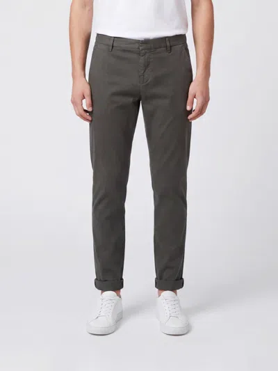 Dondup Gaubert Slim Fit Mid-rise Velvet Chino Trousers In Gray
