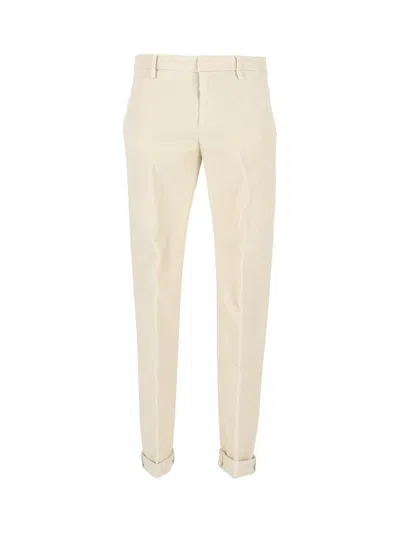 Dondup Gaubert Slim Fit Tapered Cuffed Trousers Straight-leg Pants In Neutral