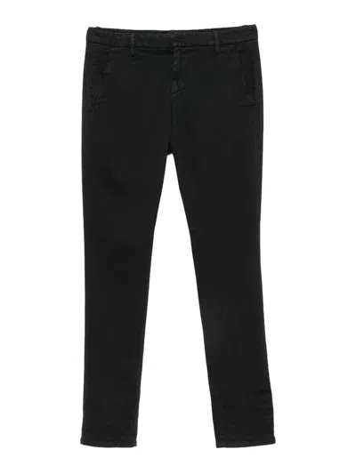 Dondup Gaubert Slim Stretch Cotton Trousers In Black