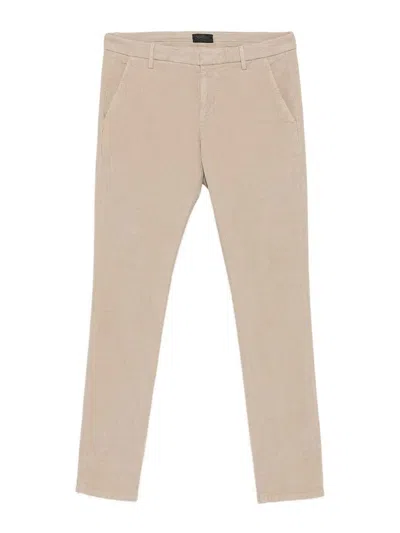 Dondup Gaubert Slim Stretch Velvet Trousers In Neutral