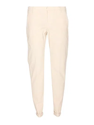 Dondup Gaubert Slim Stretch Velvet Trousers In White