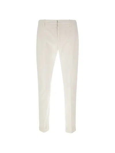 Dondup Alfredo Slim Fit Cotton Trousers In White