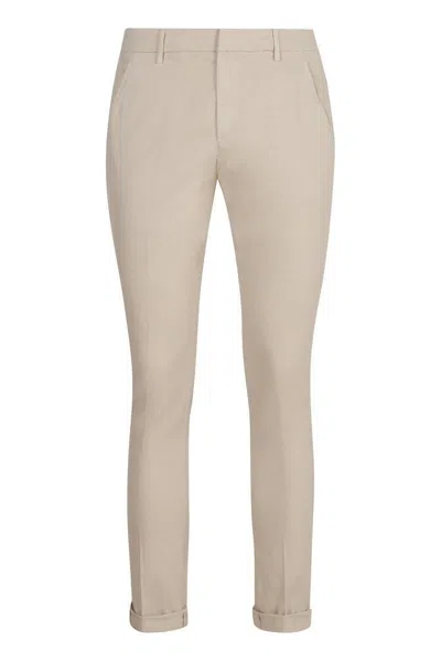 Dondup Gaubert Stretch Cotton Chino Trousers In Beige