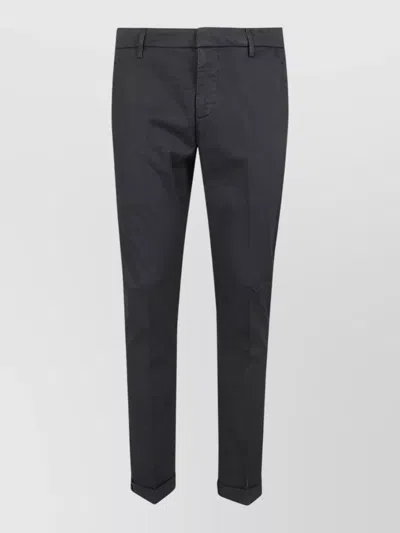 Dondup Gaubert Tailored Trousers Belt Loops Cuffed Hem In Blue