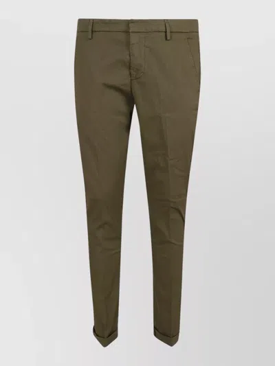 Dondup Gaubert Tailored Trousers Cuffed Hem Belt Loops In Green