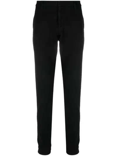 Dondup Tapered-leg Cotton Trousers In Black