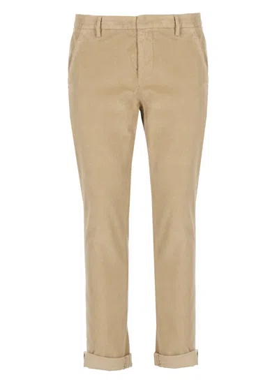 Dondup Mid-rise Corduroy Chino Trousers In Beige