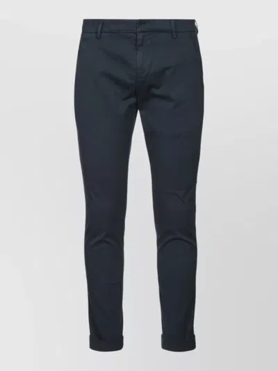 Dondup Gaubert Trousers Belt Loops Cuffed Hem Pockets In Blue