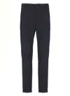 Dondup Straight Leg Wool Blend Trousers With Pockets In Blue